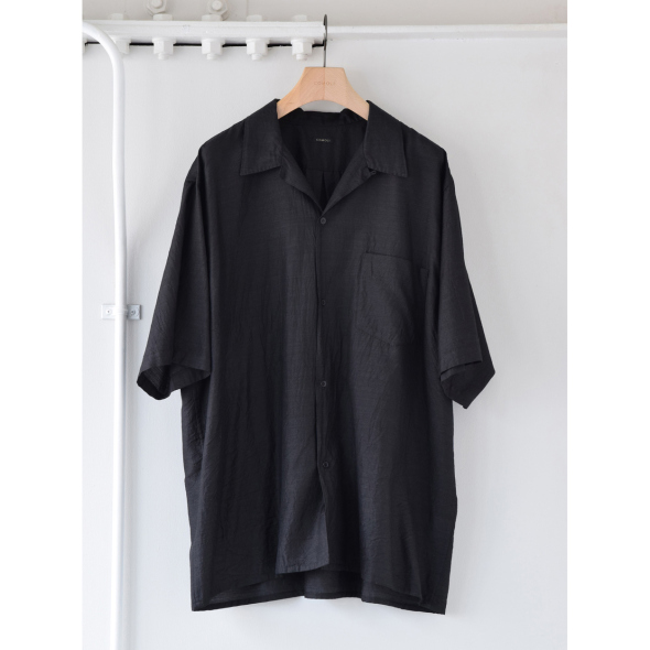 18,742円COMOLI コモリ ウールシルク 半袖オープンカラーシャツ CHARCOAL