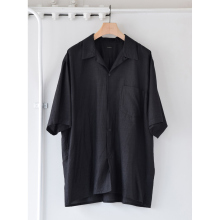 コモリ COMOLI　オーバーサイズ　シルク100% オープンカラードットシャツ COMOLI / コモリ | ウールシルク オープンカラーシャツ - Navy