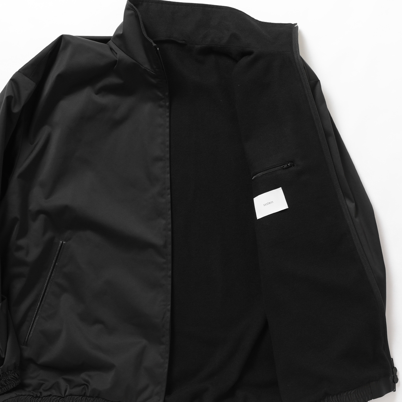 ssstein / シュタイン | SILK-BACK STAND COLLAR ZIP JACKET - Black