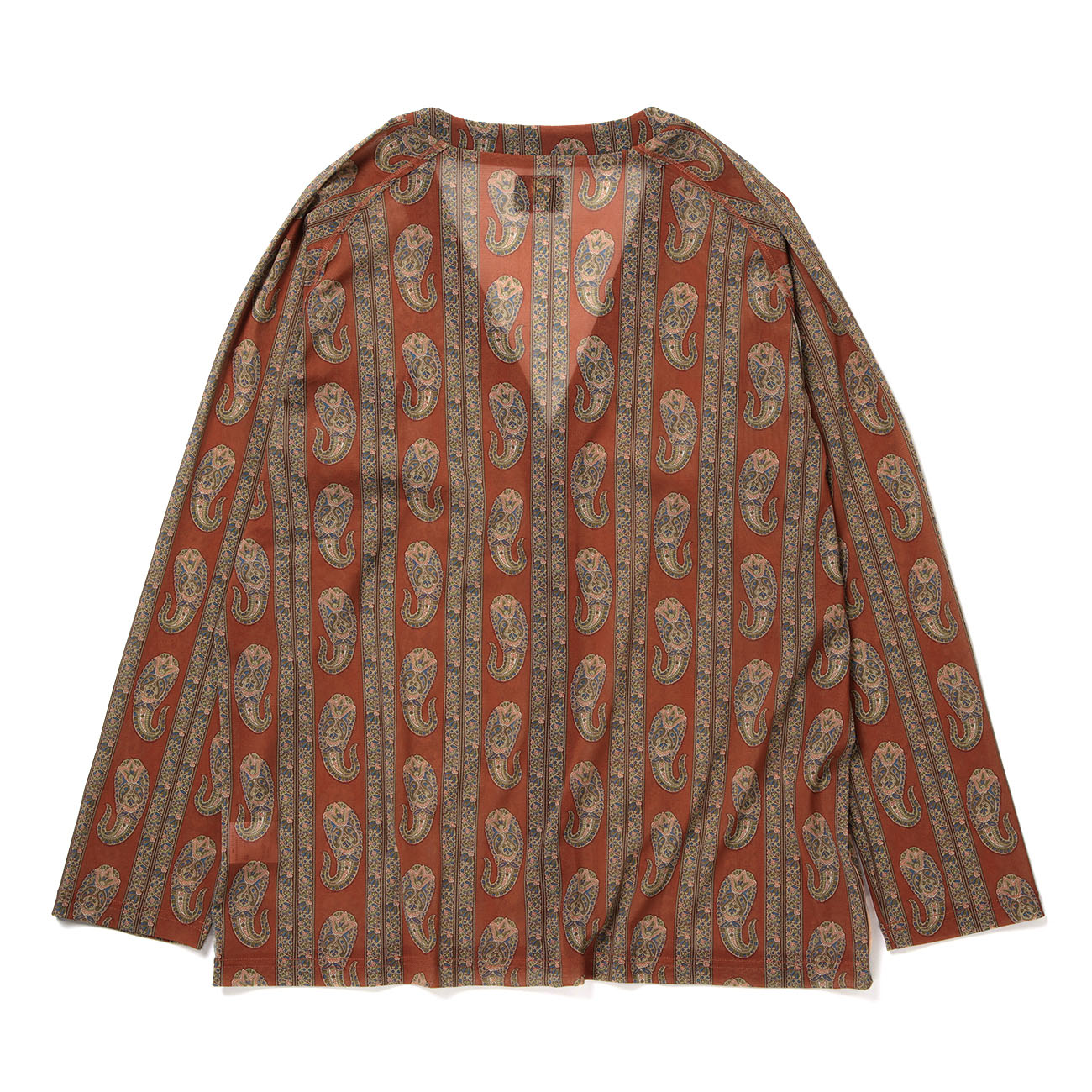 V Neck Cardigan - Poly Mesh / Paisley Printed - Brick