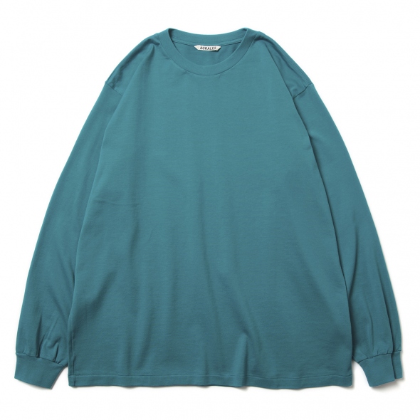 AURALEE / オーラリー | LUSTER PLAITING L/S TEE (メンズ) - Teal