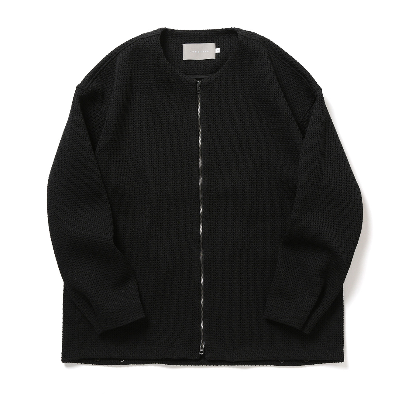 CURLY / カーリー | HONEYCOMB KNIT ZIP-UP CARDIGAN - Black | 通販