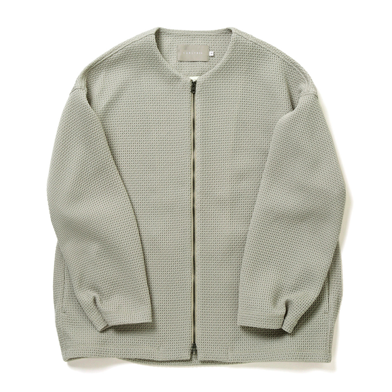 CURLY / カーリー | HONEYCOMB KNIT ZIP-UP CARDIGAN - Lime Beige
