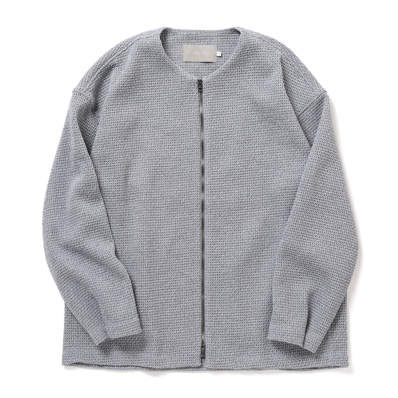 CURLY / カーリー | HONEYCOMB KNIT ZIP-UP CARDIGAN - M.Gray