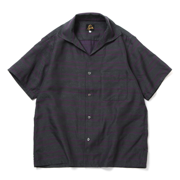 S/S Italian Collar Shirt - PE/C Fine Pattern Stripe Jq. - Green