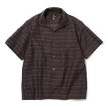 Needles / ニードルズ | S/S Italian Collar Shirt - PE/C Fine Pattern Stripe Jq. - Brown