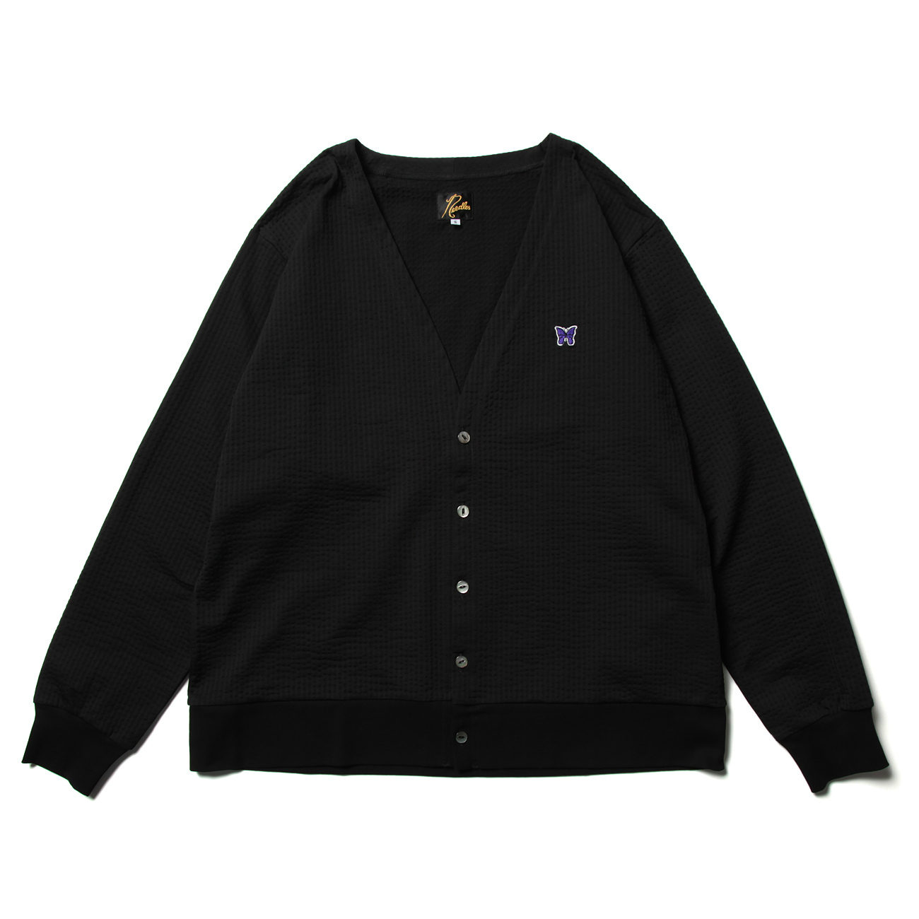 V Neck Cardigan - C/PE Sucker Jersey - Black