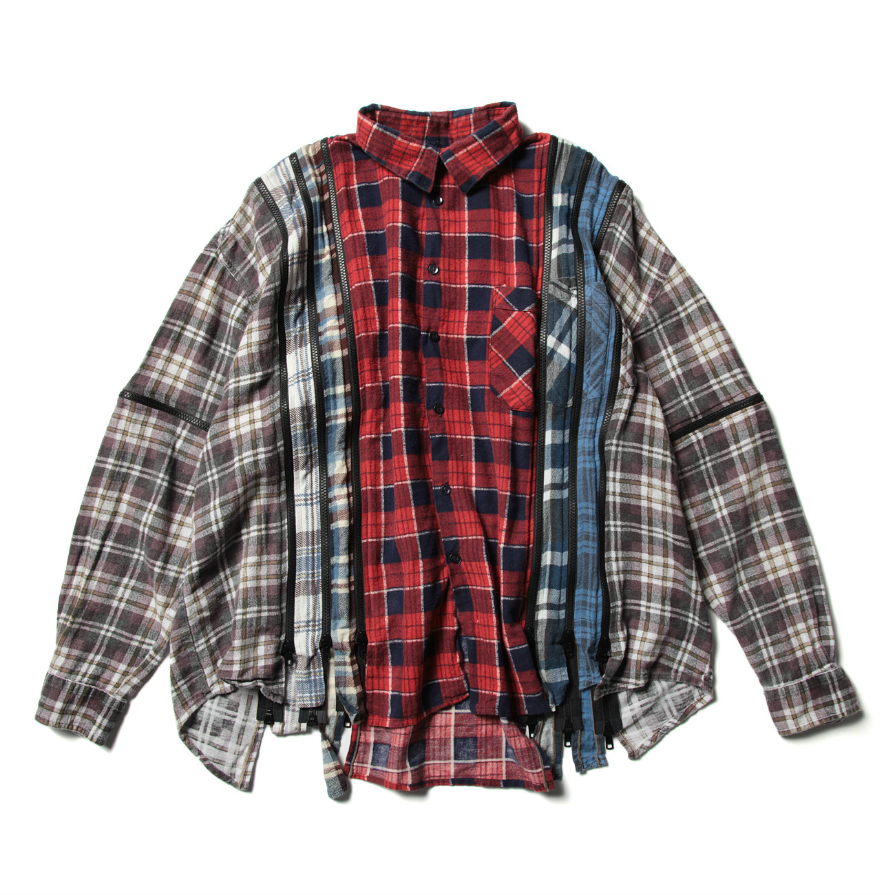 Rebuild by Needles - Flannel Shirt ->7 Cuts Zipped Shirt / Wide - Fサイズ_1