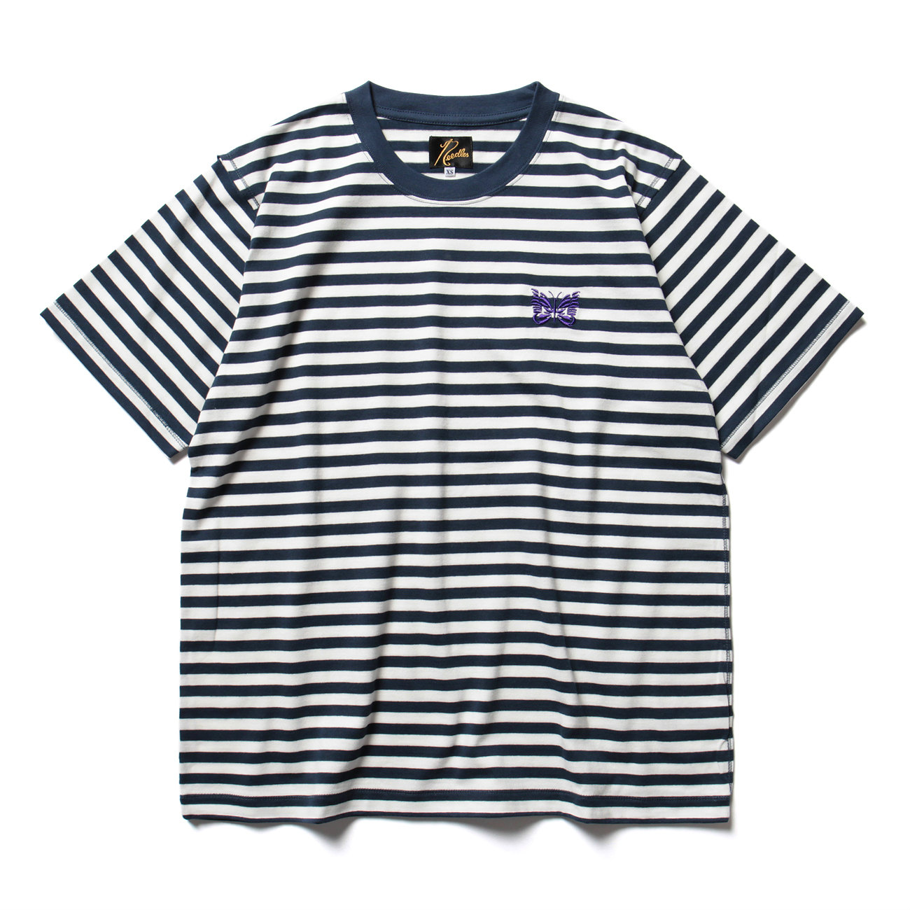 S/S Papillon Emb. Tee - Cotton Jersey / Stripe - Wht/Nvy