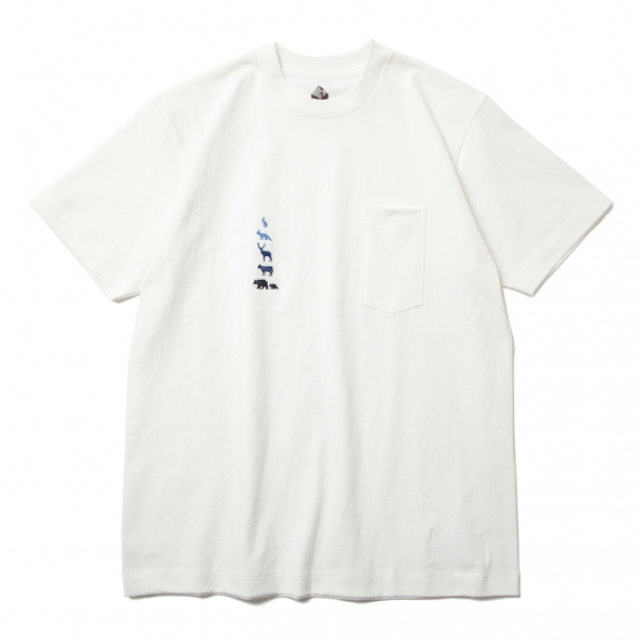 RESEARCH | PKT. Tee - 動物刺繍 - White × Blue | 通販 - 正規