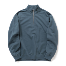 AURALEE / オーラリー | ELASTIC HIGH GAUGE SWEAT HALF ZIP P/O (メンズ) - Dusty Blue