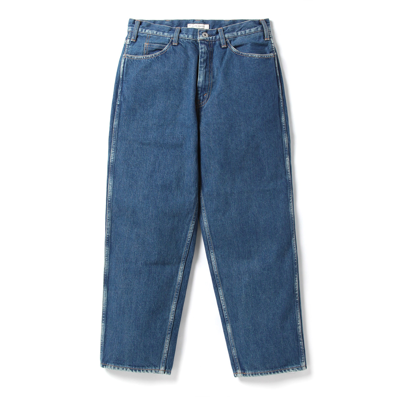 5POCKET WIDE DENIM PANTS / BIO WASH - Blue