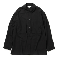blurhms / ブラームス | Wool Voile Gusset PKT Shirt - Black