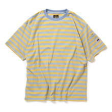 Needles / ニードルズ | S/S Crew Neck Tee - Cotton Stripe Jersey - Sax / Yellow