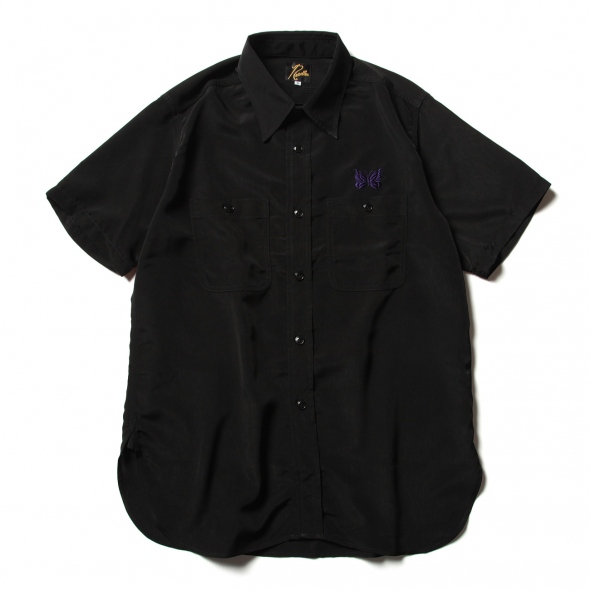 Needles / ニードルズ | S/S Work Shirt - Poly Cloth - Black | 通販